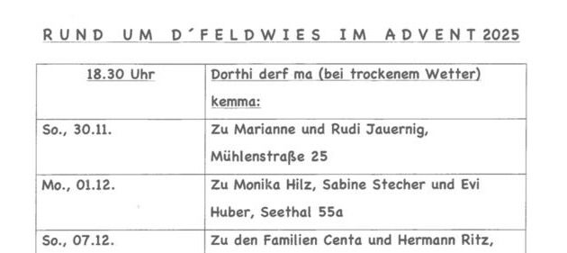 Rund um D´Feldwies im Advent 2025